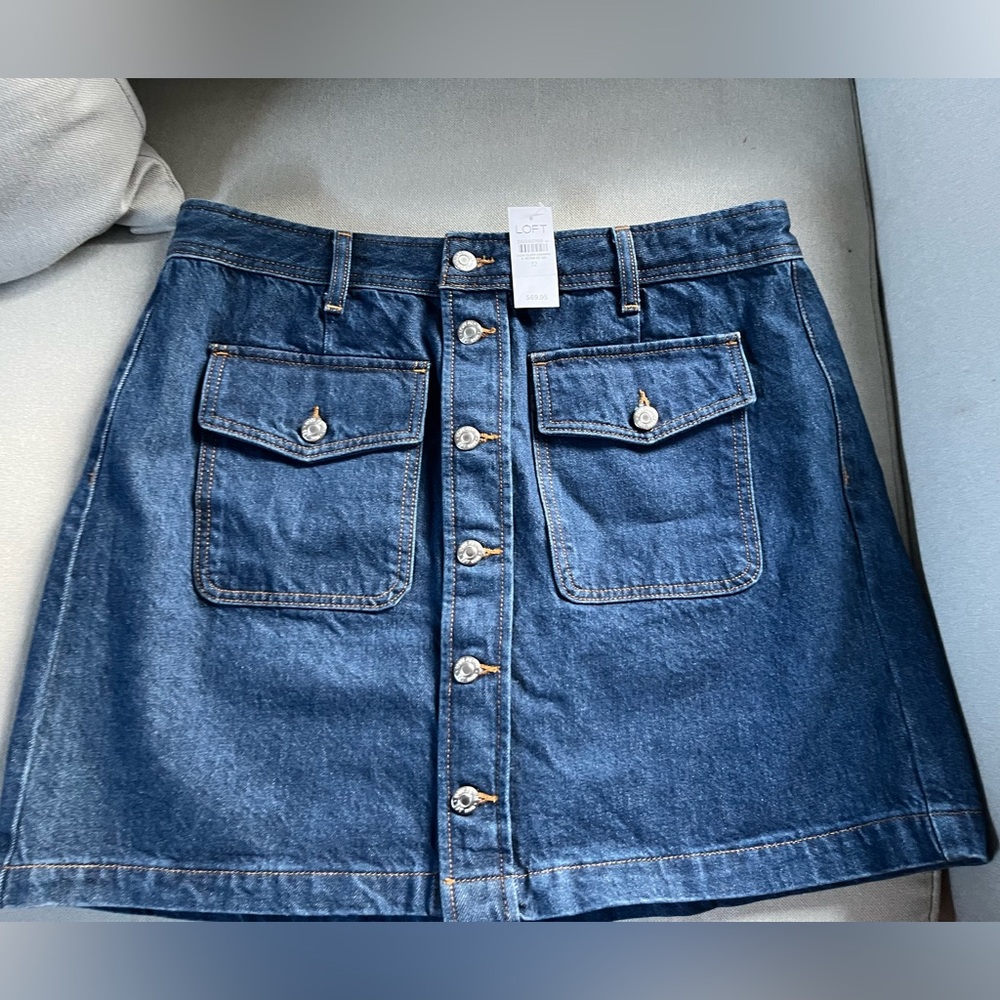 LOFT Blue Denim A-Line Skirt size 12